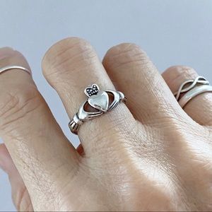 Sterling Silver Medium Irish Claddagh Ring, Heart Rings, Friendship, Loyalty
